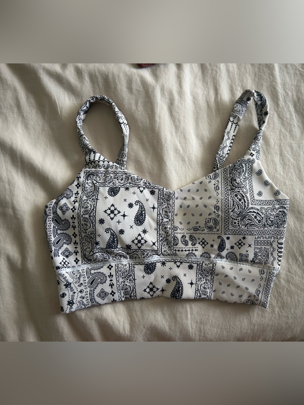 Z Supply White and Black Bandana Print Sports Bra